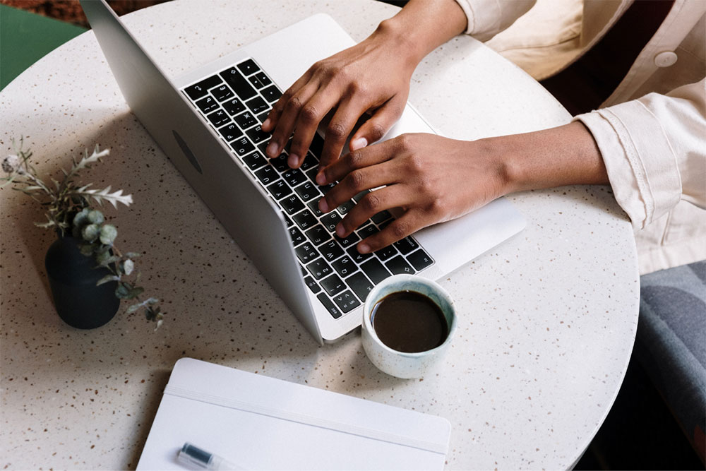 woman working on a laptop
